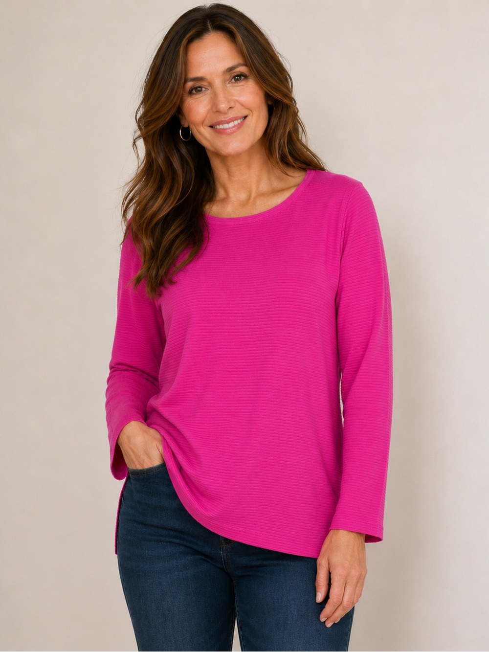 CeCe Hot Pink Ribbed Camisole